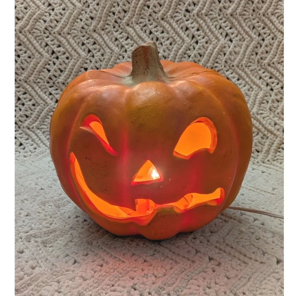 Vintage 1993 Trendmasters Halloween Light Up Foam Pumpkin Jack O Lantern